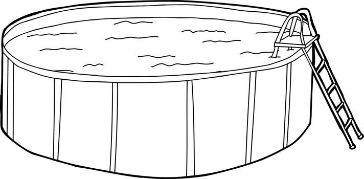 Outline cartoon of swimming pool with ladder