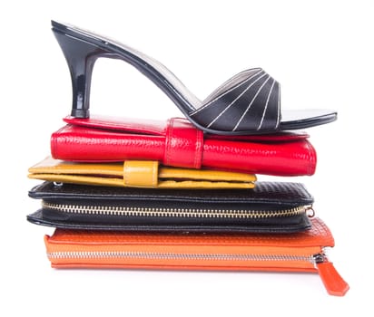 wallet. woman wallet on background