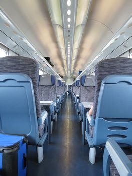 VERONA, CIRCA JULY 2014 - train seats empty useful as travel concept