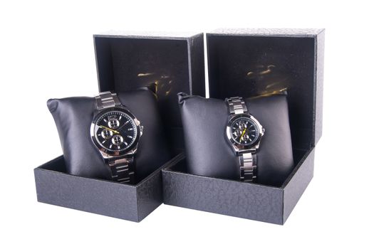 watch in box on background