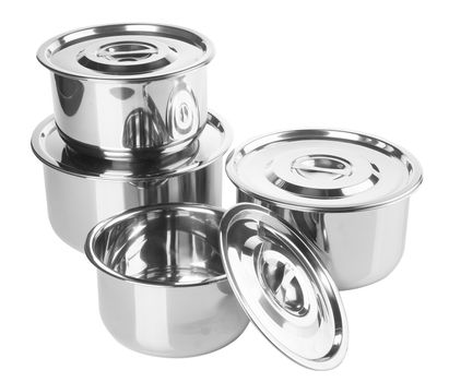 pot stainless steel pot on background