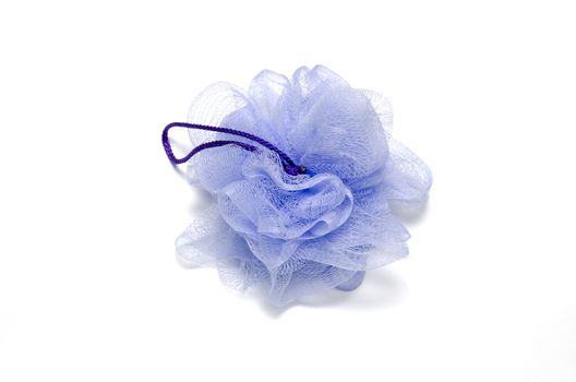 purple bath puff isolated on a white background