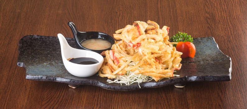 japanese cuisine. tempura. Deep fried mix vegetable on background