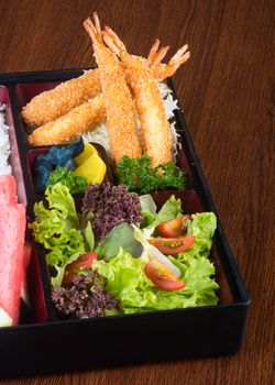 japanese cuisine. lunch box set on a background