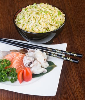japanese cuisine. sashimi on background