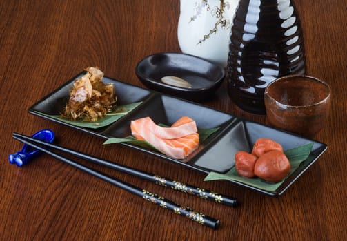 japanese cuisine. sashimi on background