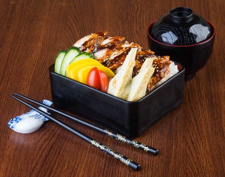 japanese cuisine. unagi or eel on background