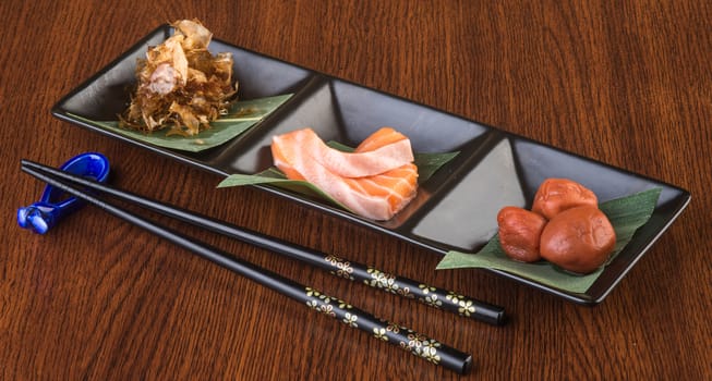 japanese cuisine. sashimi on background