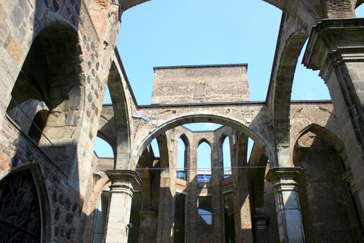 Details of window and door arch of a church