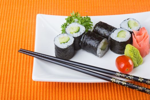 japanese cuisine. sushi on background
