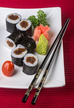 japanese cuisine. sushi on background