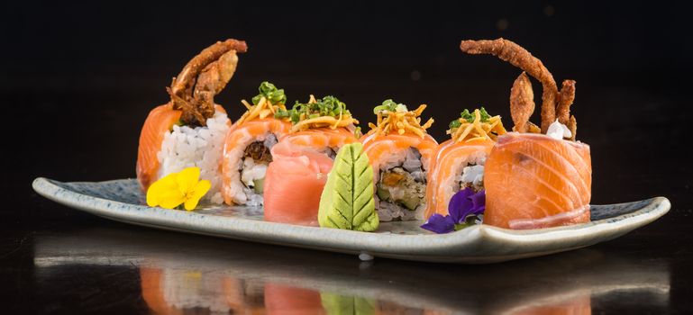 japanese cuisine. sushi on background