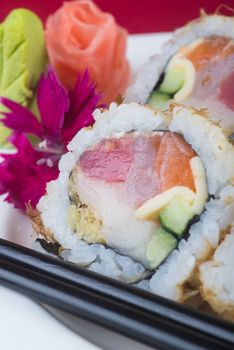 japanese cuisine. sushi on background