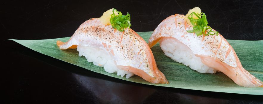 japanese cuisine. sushi salmon on background