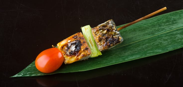 japanese cuisine. grill stick on background