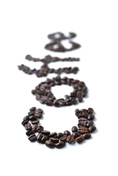 coffee word made of coffee beans
