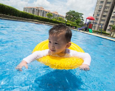 baby boy Activities on the pool, asian children swimming