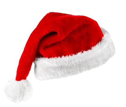 Single Santa Claus red hat isolated on white background