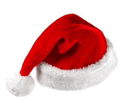 Single Santa Claus red hat isolated on white background