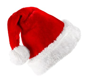 Single Santa Claus red hat isolated on white background