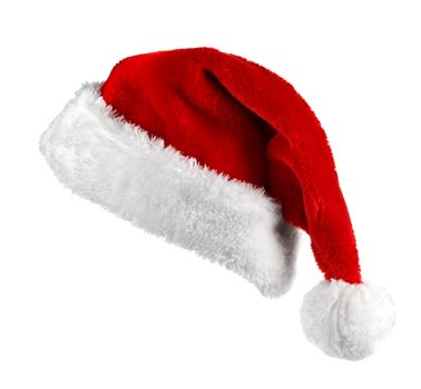 Single Santa Claus red hat isolated on white background