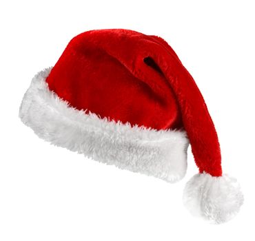 Single Santa Claus red hat isolated on white background