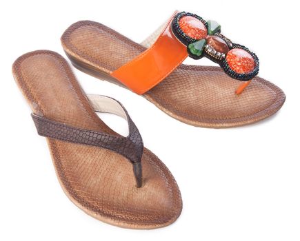 shoe. female fashion sandal on Background