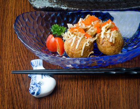 japanese fried fish ball on background
