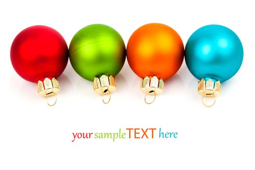 Christmas colored balls, on white background