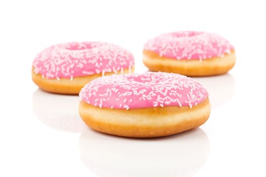 Pink Donut Isolated On White Background