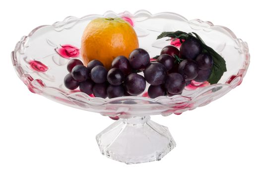 crystal bowl with food on a background