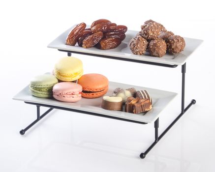 tray. three tier serving tray on a background