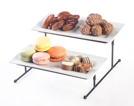 tray. three tier serving tray on a background