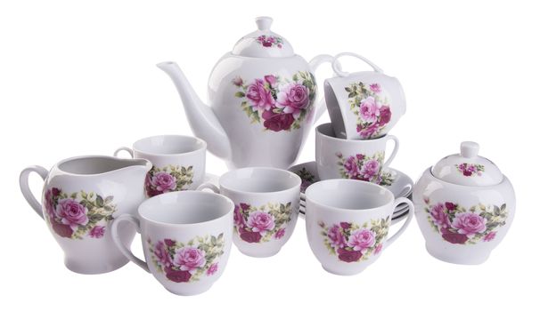 tea sets. tea sets on background