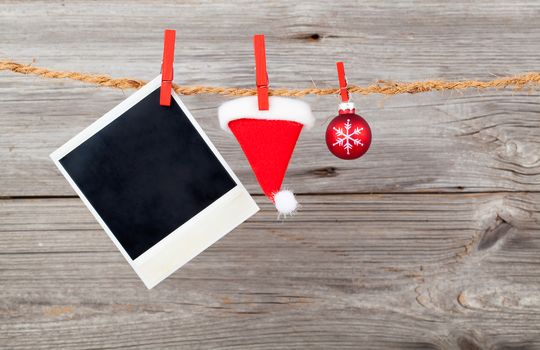 Christmas decoration with xmas canes, over wooden background