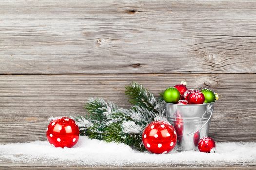 Christmas decoration over wooden background