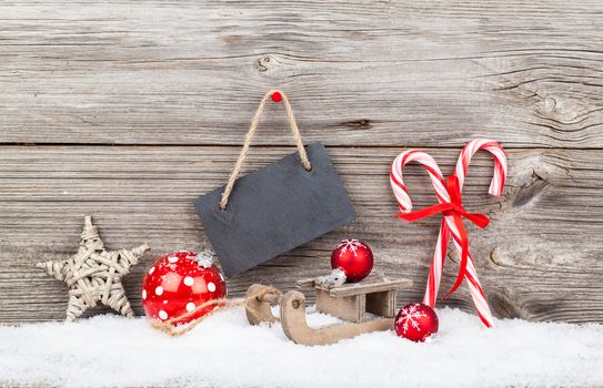 Christmas decoration over wooden background