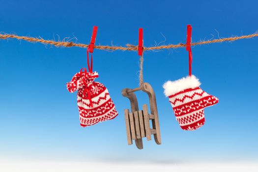 Christmas decoration over blue background