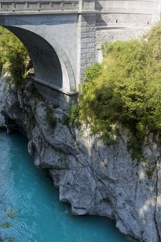 Napoleon bonaparte bridge, first it was wooden than they made a stone one built in 1750. Location is in Slovenia, near Italy border.