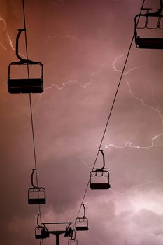 A dangerous time to be on a cableway.