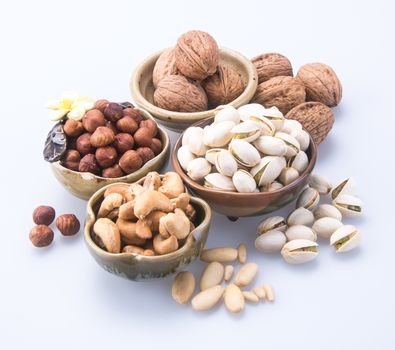 nuts. mixed nuts on background