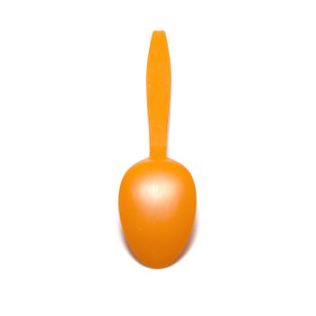 orange plastic spoon on a white background