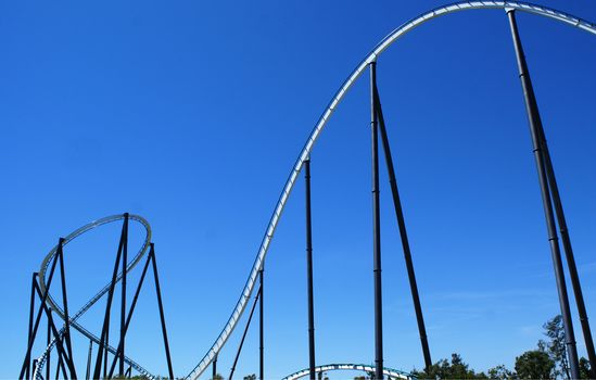 blue sky and scared rides in Port Aventura