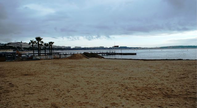 Sandy Beach in Cannes, France, Mediterranean sea