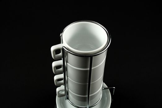 Stock pictures of coffee cups stacked for storage and usage