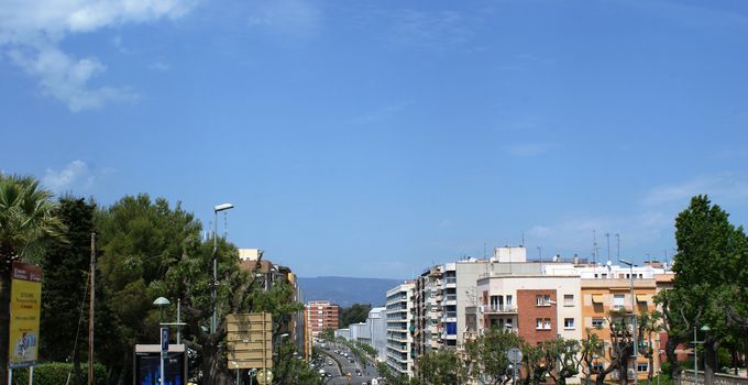 Landscape of Tarragona, road, houses and trees