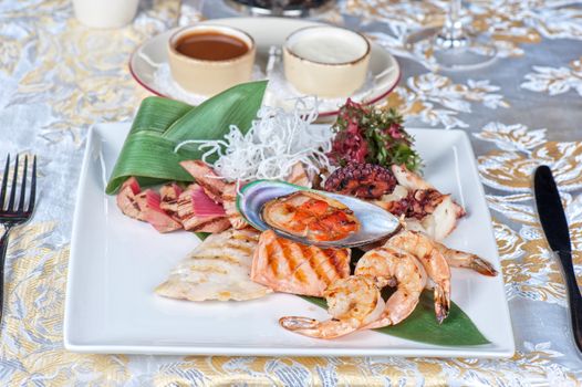 Assortment of seafood mix dish