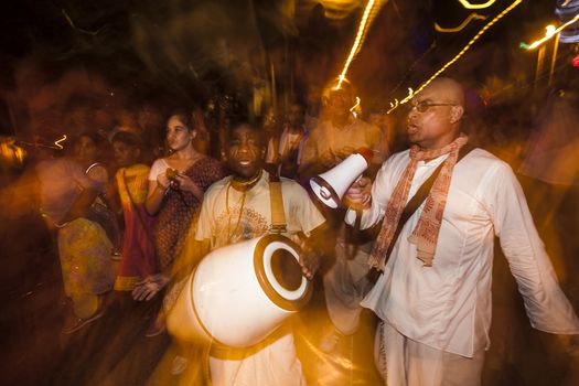 TUCSON, AZ/USA - NOVEMBER 09: Unidentified Hare Krishna performers at the All Souls Procession on November 09, 2014 in Tucson, AZ, USA.