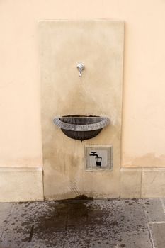 Public drinking water spot in Piran, Slovenia.