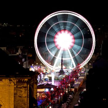 The buildings of Brussels are illuminated during the winter wonders happening